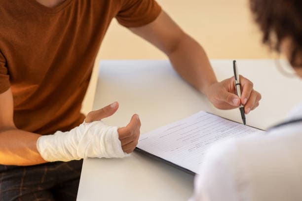 Injured client filing an insurance claim